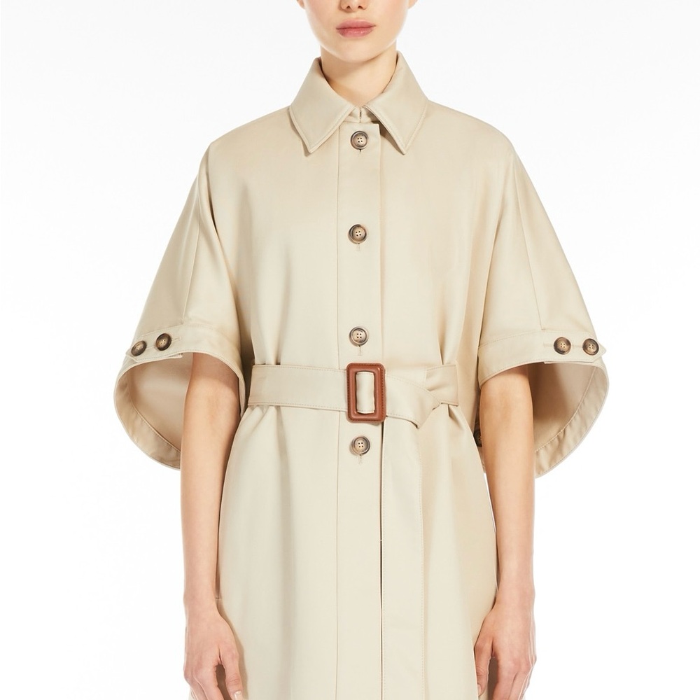 New Max Mara Chic Beige Mini Cape Coat OSFA